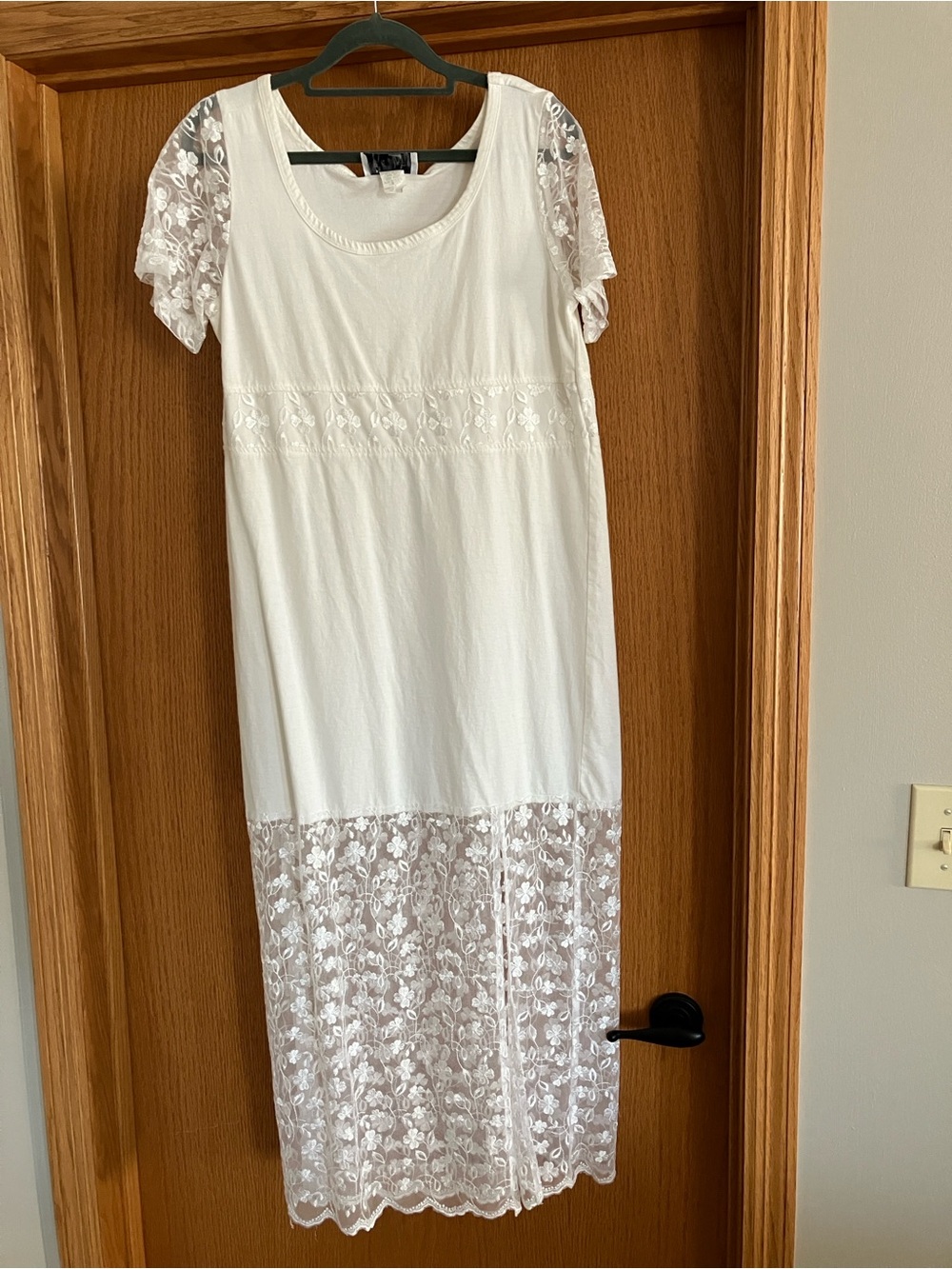 White Lace-Trim Midi Dress